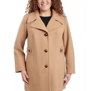 Women’s Tailored Camel Wool-Blend Pea Coat